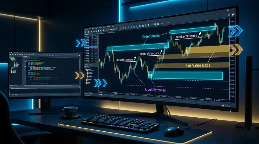 SMC Trading + Algoritmos: Cómo Automatizar Smart Money Concepts en MT5 (2026)